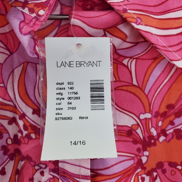 Lane Bryant Pink Floral Psychedelic Print Boho NEW - Picture 6 of 8